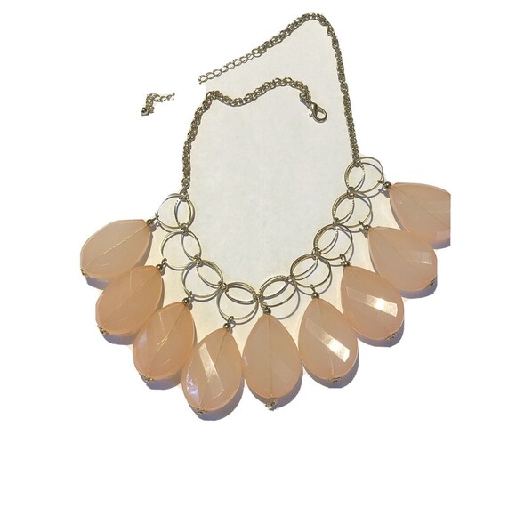 Pretty Pink/Coral  Beaded Teardrop Drop Dangle Necklace Bib Statement 21” - Picture 5 of 5
